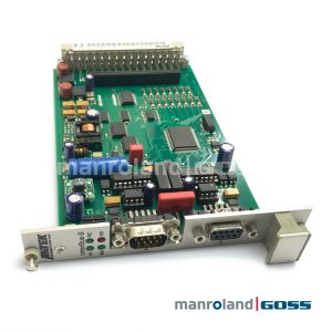 Carte ANTEK A422-00 InterBus-S vue 3/4 avec panel avant LEDs 5V BA RC RD et deux connecteurs DB9