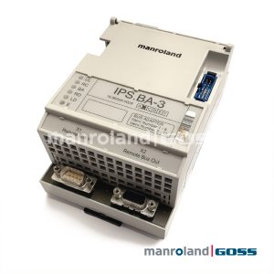 Manroland IPS.BA-3 vue 3/4 BUS ADAPTER Ident 8 et 12 X1 Remote Bus In X2 Out DB15 DB9 ref 16.86958-0029