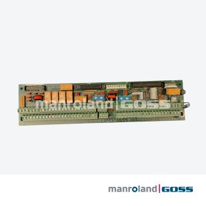 Carte GE 531X305NTBAPG1 3TB CARD NTB vue de face, PCB vert, 5 relais NAiS orange, transformateur rouge, condensateurs bleus, bornier vis vert 48 points, connecteurs DB et nappe