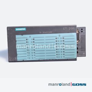 Siemens ET 200L DI 32xDC24V 6ES7 131-1BL01-0XB0 face avant seule vue oblique - module paysage gris fonce, 32 LEDs colonnes A (1-16) et B (17-32), connecteur Sub-D PROFIBUS-DP droit, LEDs BF ON, reference 131-1BL01-0XB0