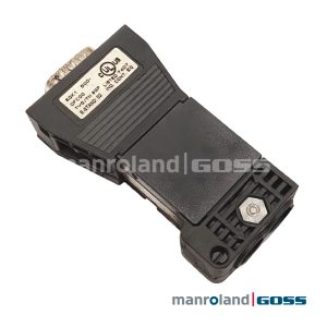 Connecteur PROFIBUS-DP Siemens 6GK1 500-0FC00 vue face, boitier plastique noir avec Sub-D9 et presse-cable