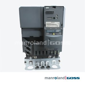 Variateur Siemens Micromaster 430 6SE6430-2AD31, vue de face avec module PROFIBUS en haut, connecteurs de puissance et support rail DIN