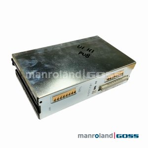 Baumüller BUS6-E module interface industrielle vue generale — boitier metallique galvanise avec connecteurs ELCO et etiquette Typ BUS6-E-LW-0039-X001-0000