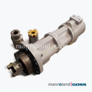 Pompe à vis Kral CK275.2044H103 vue complète — corps gris cylindrique, rotor hélicoïdal et accouplements Vulkollan