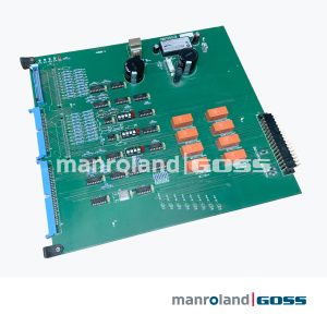 Carte PCB Grafikontrol CM013501.B vue complète 8 relais oranges connecteur bus bleu LEDs vertes circuits DIP