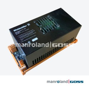Alimentation industrielle Weidmüller CSA 950 boîtier noir rail DIN orange grille ventilation LED