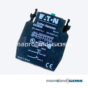 Bloc contact Eaton Cutler-Hammer E22B20 2NC noir bouton vert IEC 60947 schéma double contact NC