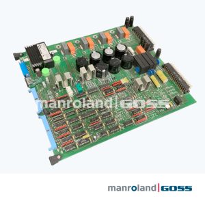 Carte électronique Grafikontrol G.9409 Lithoman vue complète relais orange gris circuits intégrés condensateurs