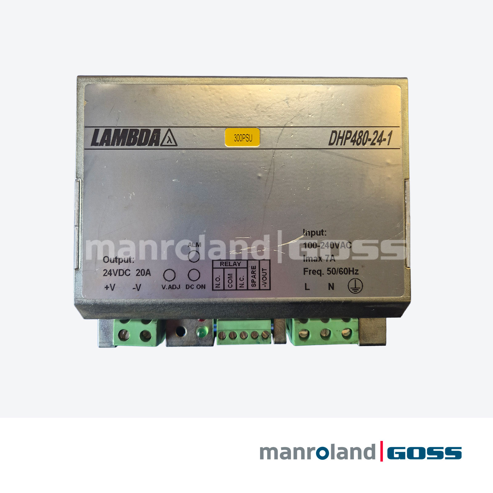 Alimentation Lambda DHP480-24-1 24VDC 20A 100-240VAC bornier vert ALM RELAY etiquette 300PSU