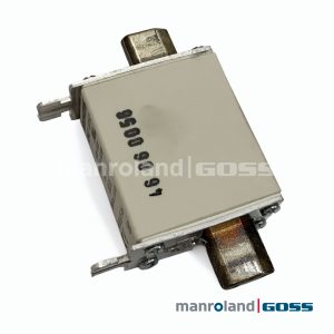 Vue de face fusible SITOR Siemens 3NE1 820-0, contacts lame bimetalliques corps ceramique NH