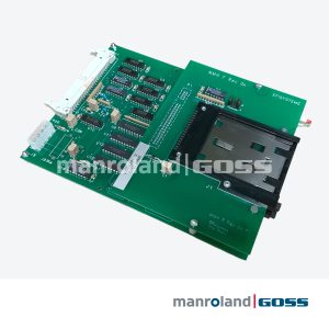 Carte Efisystème MMH F Rev 0A STA005 E209511, face composants avec CI DIP, lecteur de cartes mémoire, connecteur 50 points et LED rouge, vue oblique