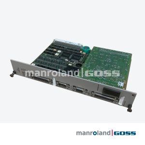 Module CPU VME Siemens SIMATIC 575-2104 vue oblique, facade blanche, connecteurs DB25 FAULT RELAY, DB9 IO LINK, DB9 SERIAL PORT, DB25 PROFIBUS-DP, slot memoire, PCB vert, condensateur vert