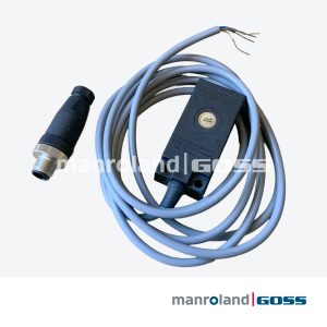 Capteur Baumer UEDK 30P5103 corps noir câble gris 2m connecteur M12 mâle séparé machine impression