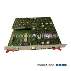 Carte CPU processeur manrolandGoss WM.007850479 - PCB vert avec processeur Intel 80486DX ceramique violet, module RECOM DC/DC REC2.2-0505DRI, sous-carte fille, connecteur facade aluminium avec 3 Sub-D ports LEDs vert rouge RJ45, clips rouges, composants SMD