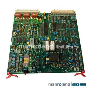 Carte PCB ABB HR1002 avec ASICs 3ADT400323R0311 et processeurs NEC, connecteurs bus ELCO dorés, câbles transformateurs et clips rouges