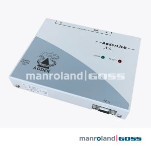 Face avant extendeur KVM AdderLink XL boîtier blanc gris avec LED Power verte et Activity rouge et connecteur Sub-D